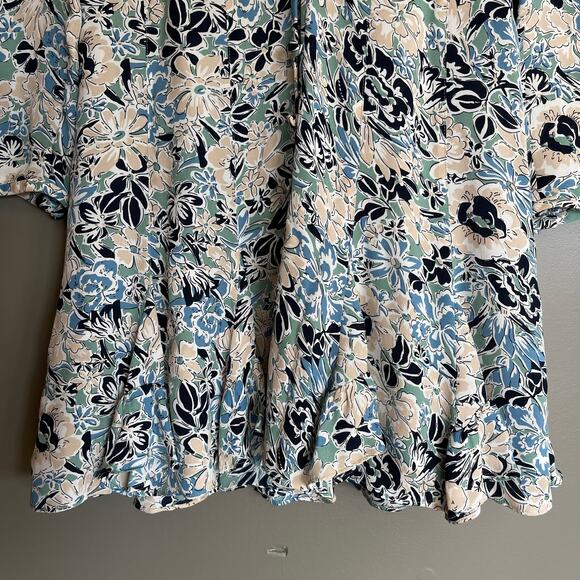 Veronica Beard Riggins Dress Blue Sz 0 Silk Floral Blouson Flouncy Ruffles Chic‎ - Picture 6 of 16